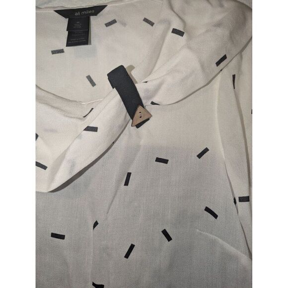 Ali Miles Womens M Black &‎ White Geometric Pattern Tunic Top Rayon/Nylon Blend - Picture 6 of 11